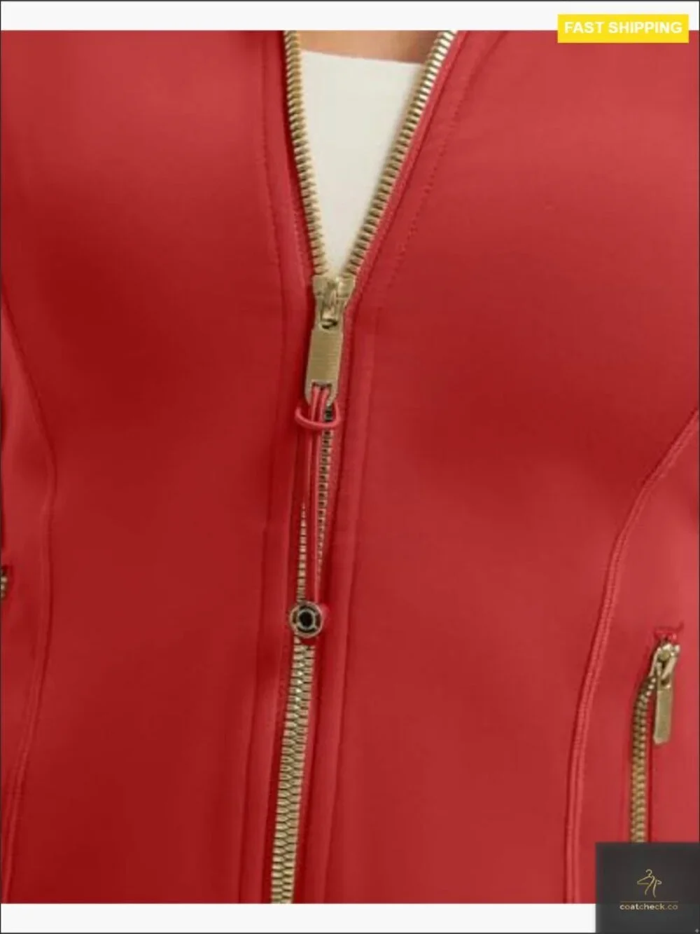 Golden Full Zip Up Cropped Jacket Lightweight Athletic Yoga Thumbholes